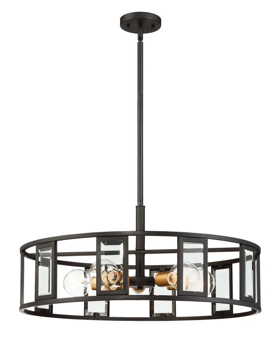 Elegant Traditional Pendant with Timeless Beveled Glass Detail - Image 3