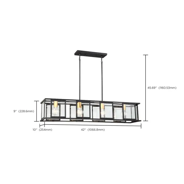 Elegant Traditional Island Pendant with Timeless Beveled Glass Detail - Image 5