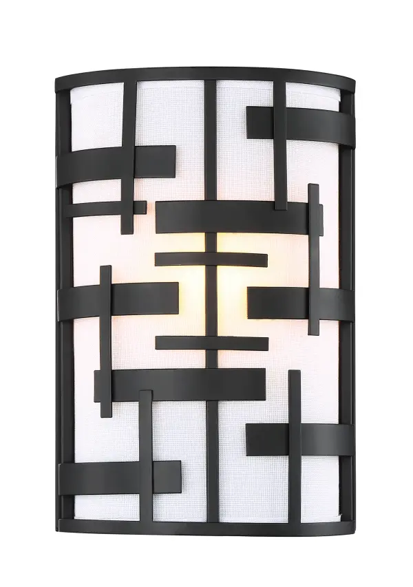 Lansing 2-Light Wall Sconce with White Fabric Shade - Image 1
