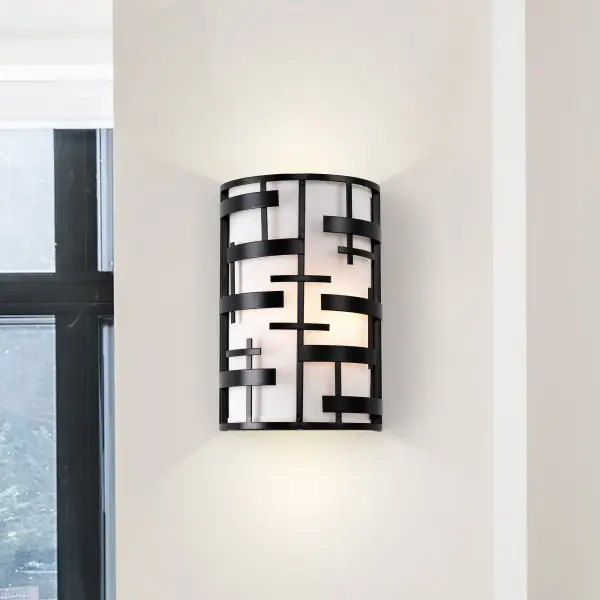 Lansing 2-Light Wall Sconce with White Fabric Shade - Image 15