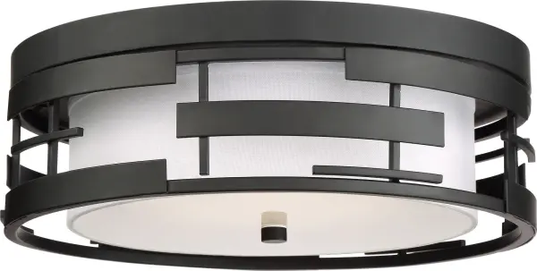 Lansing 3-Light Flush Mount with White Fabric Shade - Image 1