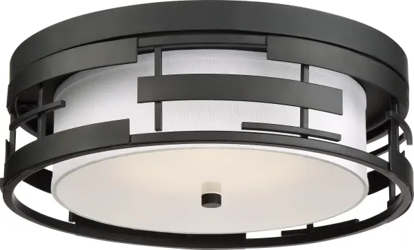 Lansing 3-Light Flush Mount with White Fabric Shade - Image 2