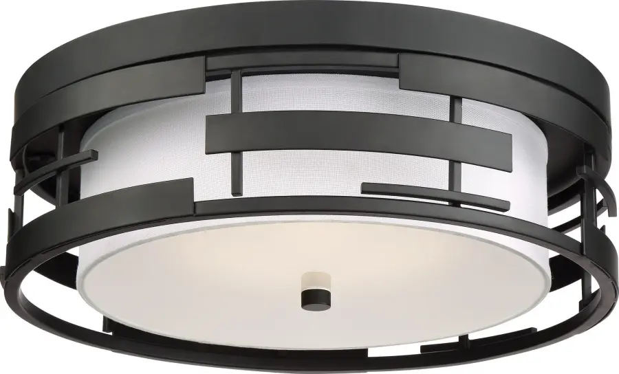 Lansing 3-Light Flush Mount with White Fabric Shade - Image 2