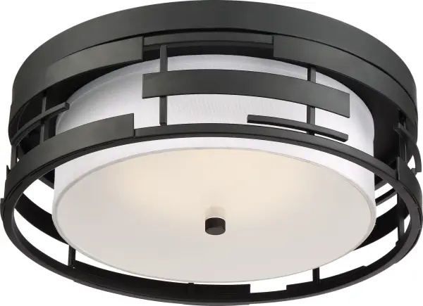Lansing 3-Light Flush Mount with White Fabric Shade - Image 3