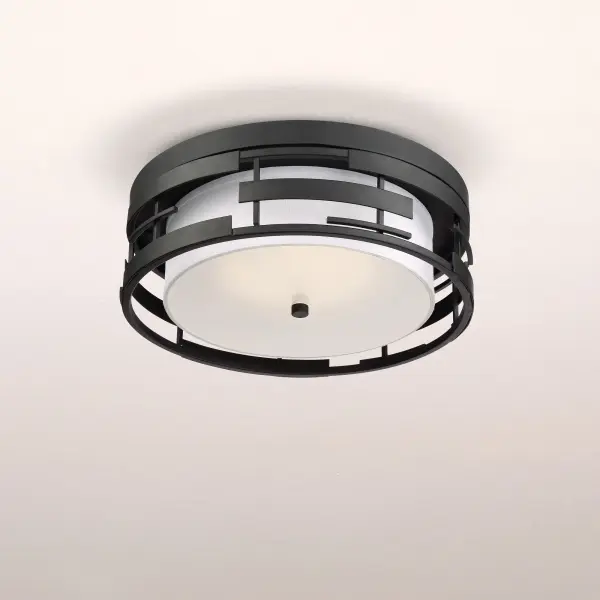 Lansing 3-Light Flush Mount with White Fabric Shade - Image 7