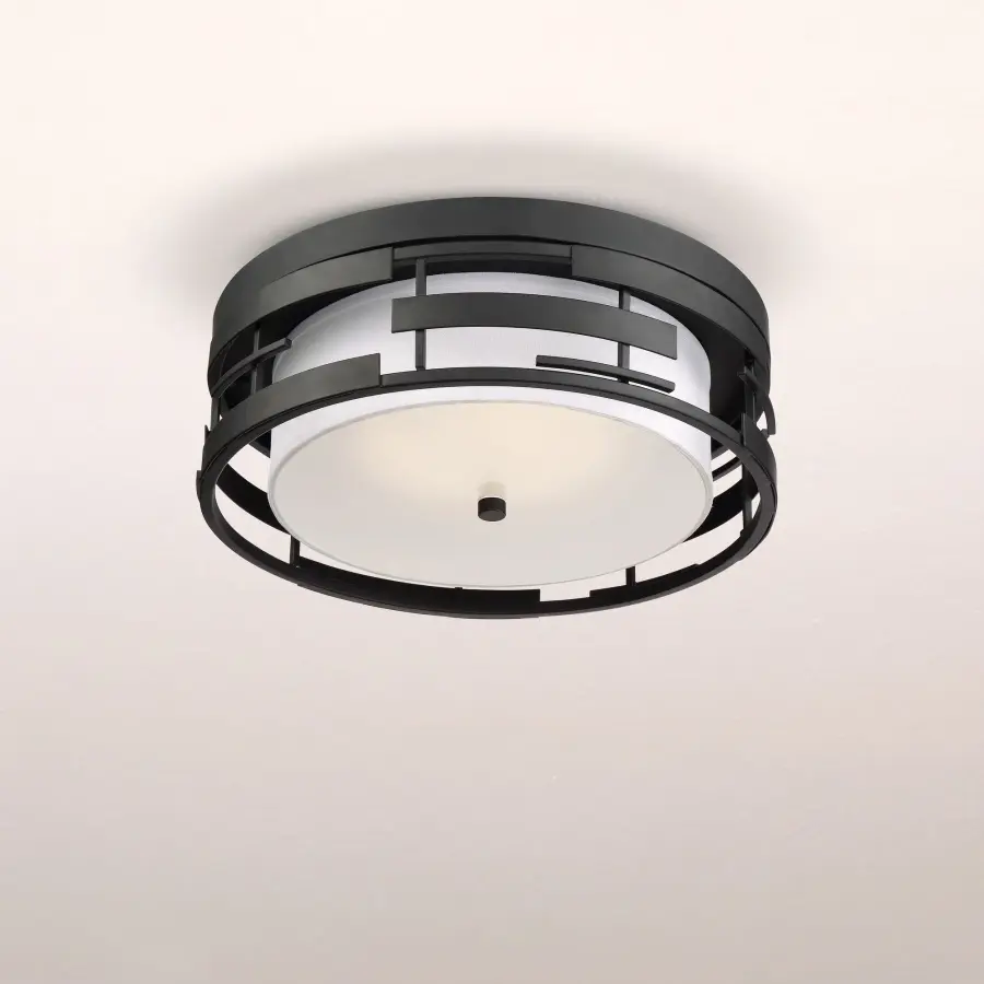 Lansing 3-Light Flush Mount with White Fabric Shade - Image 7