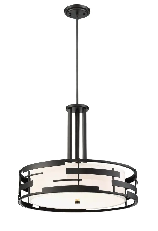 Lansing 3-Light Pendant with White Fabric Shade - Image 3