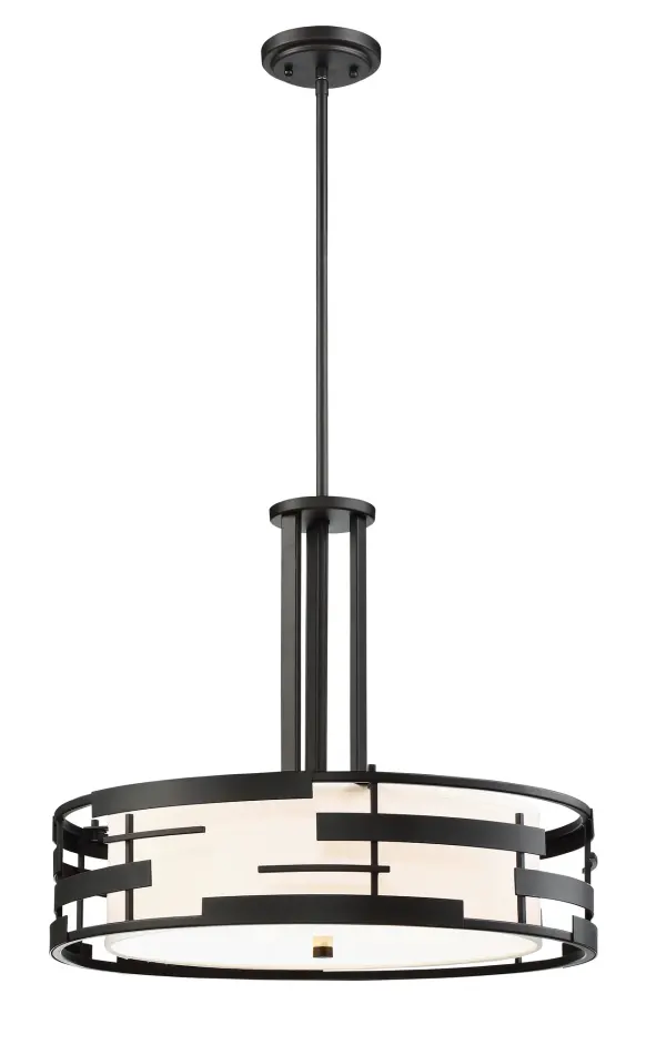 Lansing 3-Light Pendant with White Fabric Shade - Image 4