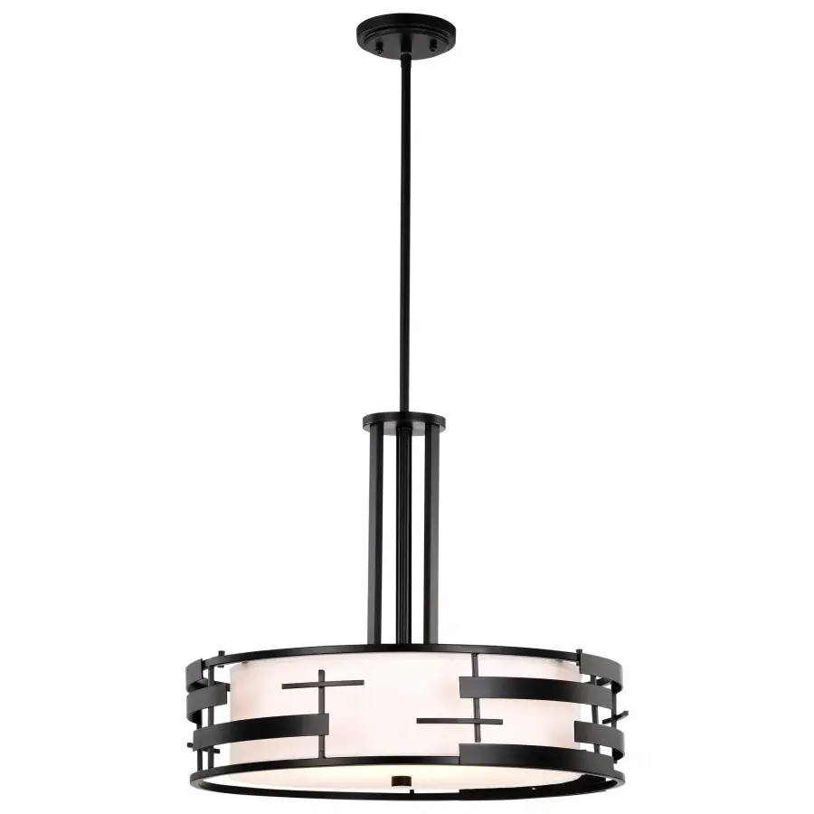Lansing 3-Light Pendant with White Fabric Shade - Image 5