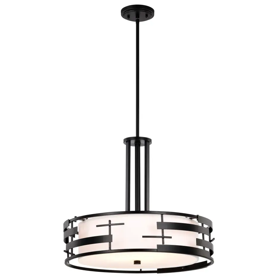 Lansing 3-Light Pendant with White Fabric Shade - Image 7