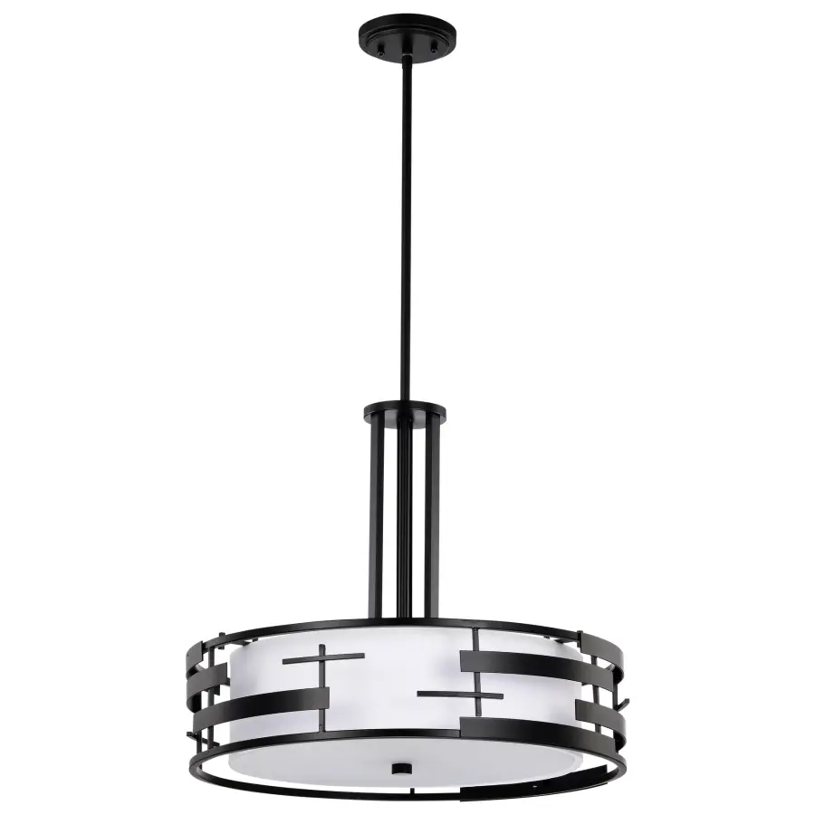 Lansing 3-Light Pendant with White Fabric Shade - Image 8