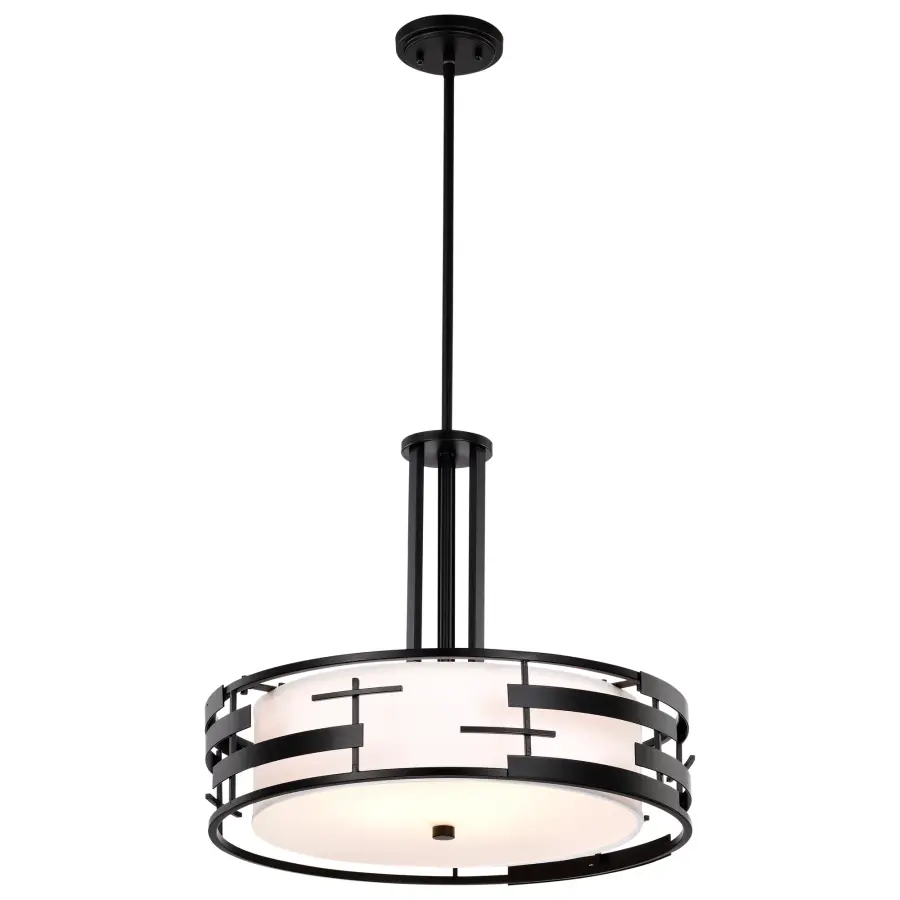Lansing 3-Light Pendant with White Fabric Shade - Image 9