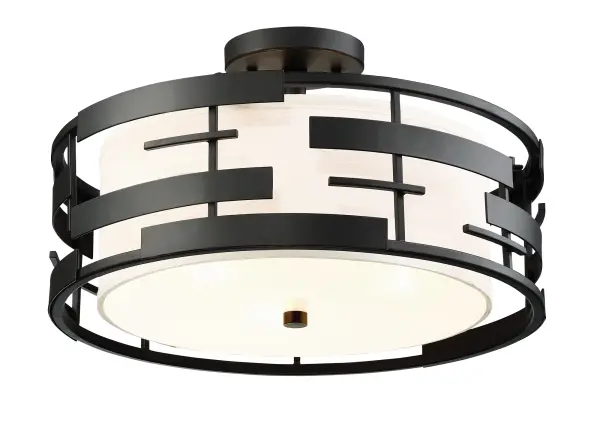 Lansing 3-Light Semi-Flush Mount with White Fabric Shade - Image 4