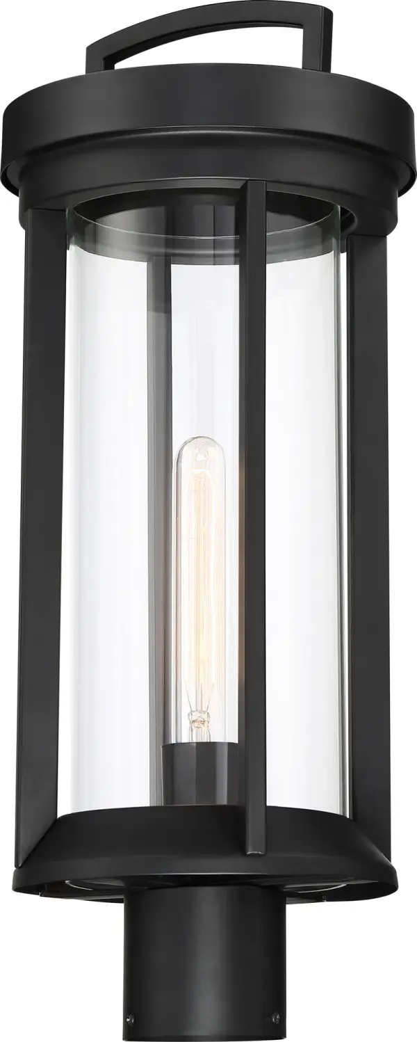 The Huron Post Lantern combines timeless handheld lantern design with contemporary bronze finish and clear glass. Perfect for creating instant curb appeal at entryways, garages, or pathways with vintage-inspired charm. - alternate view