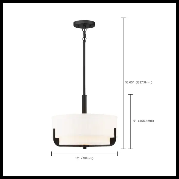 Frankie 3-Light Pendant in Aged Bronze with White Glass - Image 5