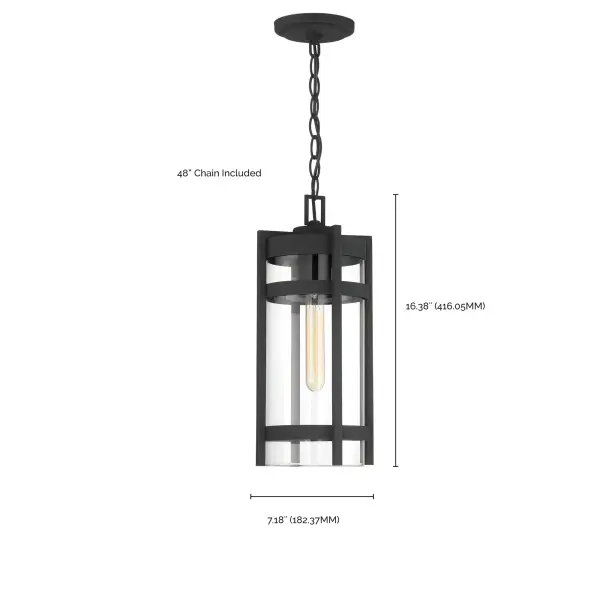 Tofino 1-Light Outdoor Hanging Lantern in Textured Black - Image 8