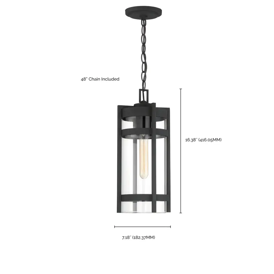Tofino 1-Light Outdoor Hanging Lantern in Textured Black - Image 8