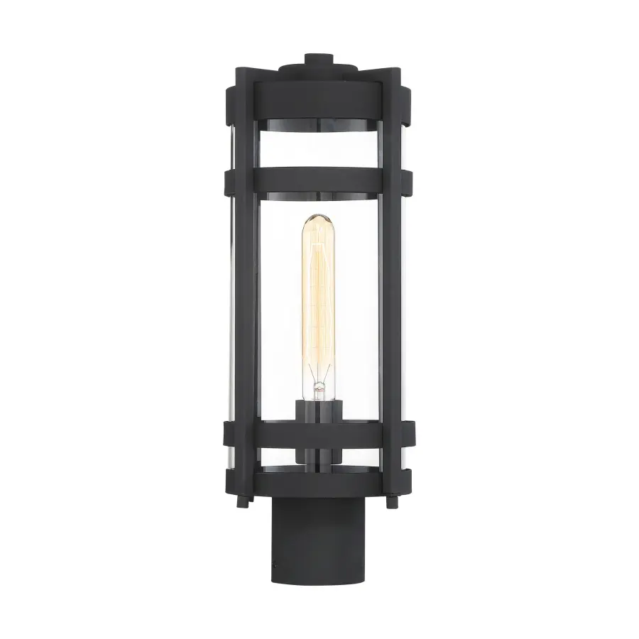 Tofino Outdoor Post Lantern - Textured Black with Clear Glass - Image 1
