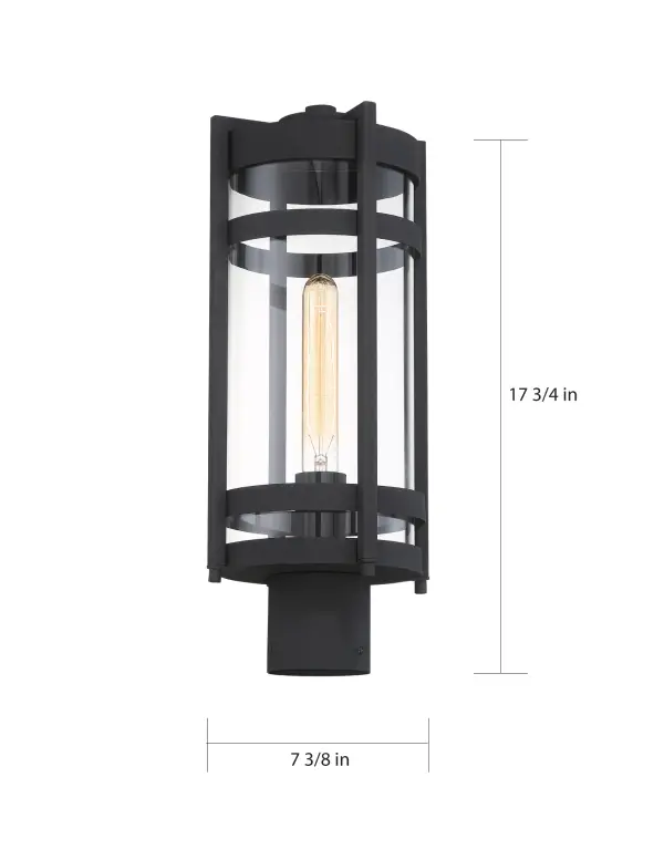 Tofino Outdoor Post Lantern - Textured Black with Clear Glass - Image 6