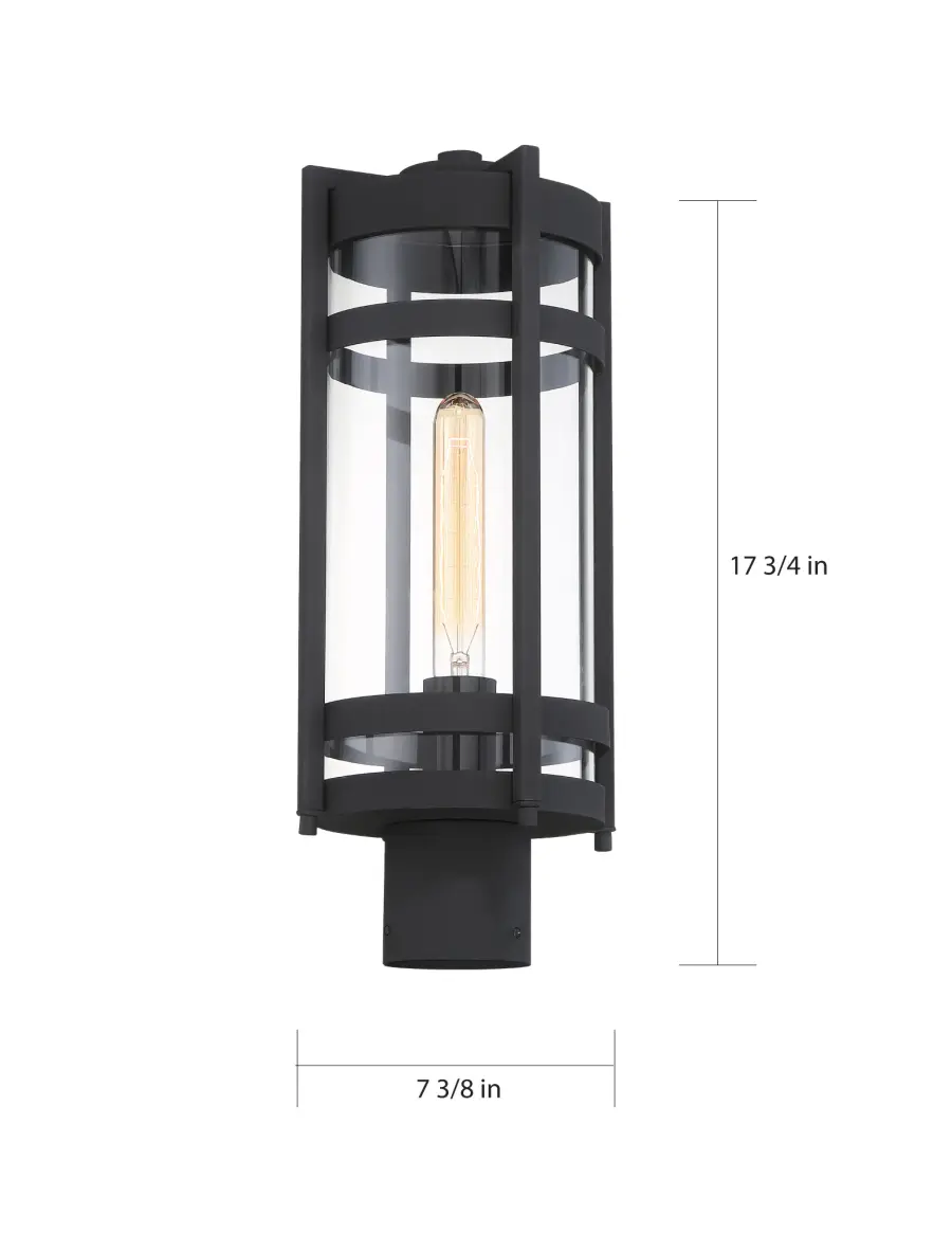 Tofino Outdoor Post Lantern - Textured Black with Clear Glass - Image 6