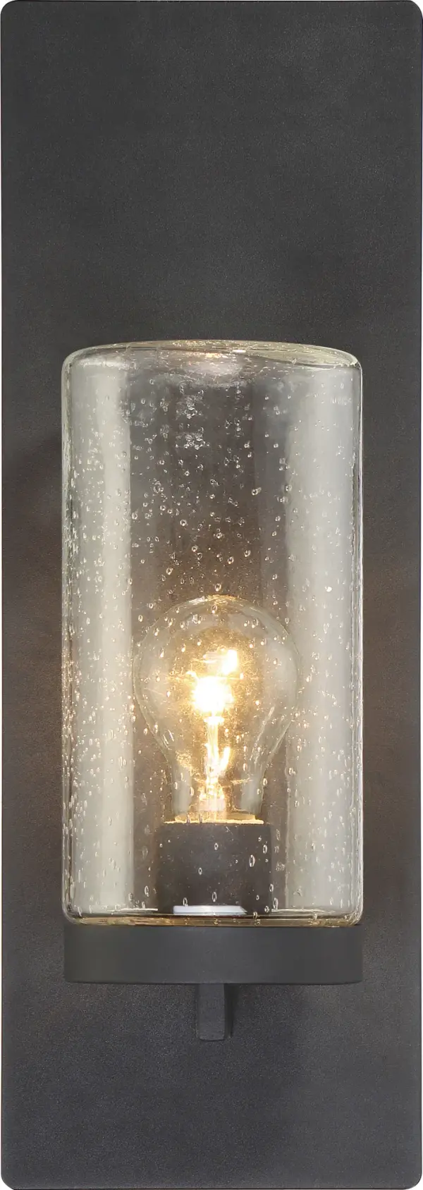 Indie Large Wall Sconce - Textured Black with Clear Seeded Glass - Image 3