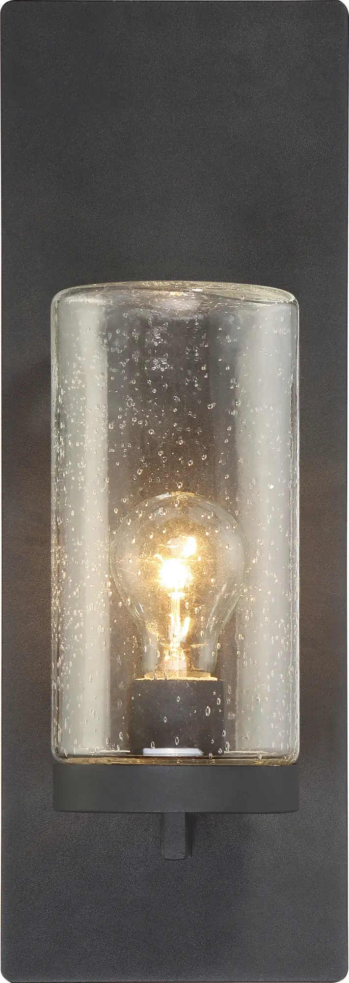 Indie Large Wall Sconce - Textured Black with Clear Seeded Glass - Image 3