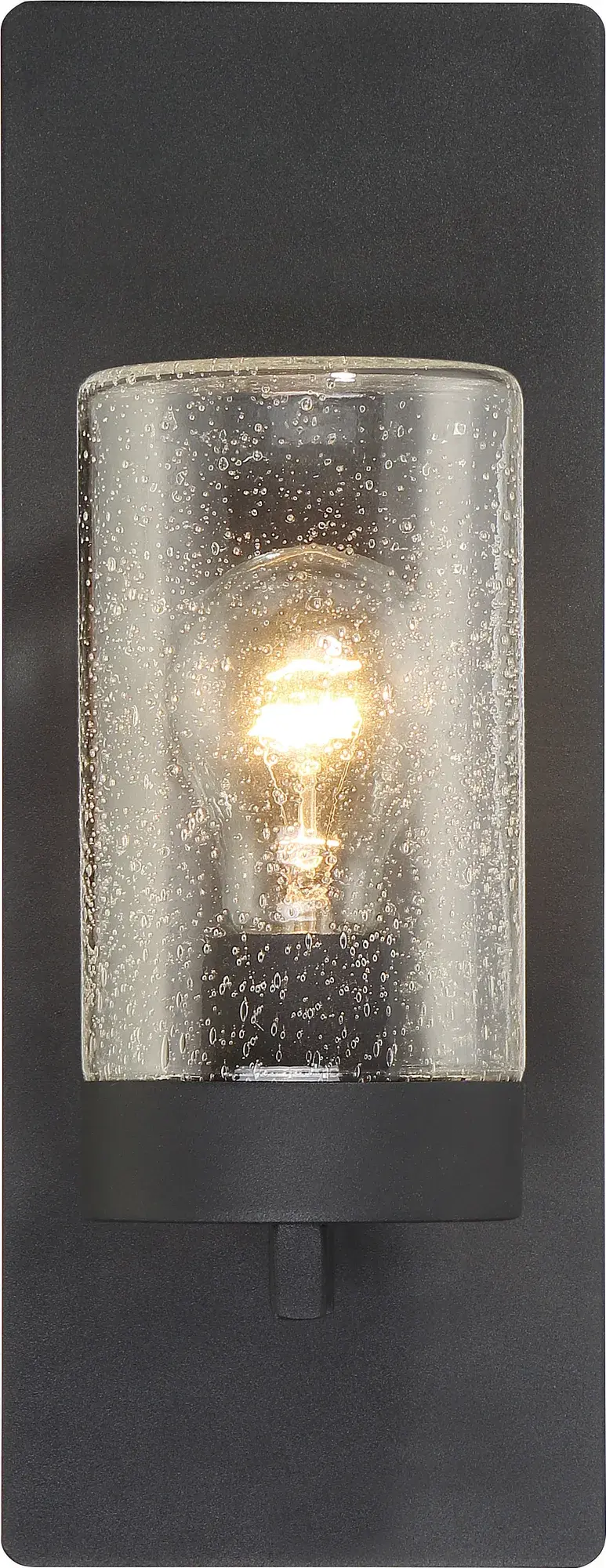 Indie Small Wall Sconce - Textured Black with Clear Seeded Glass - Image 2
