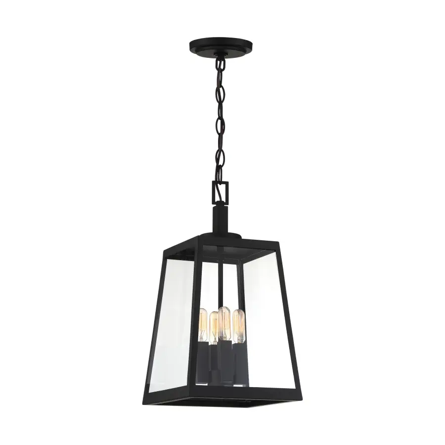 Halifax 4-Light Outdoor Hanging Lantern in Matte Black - Image 1