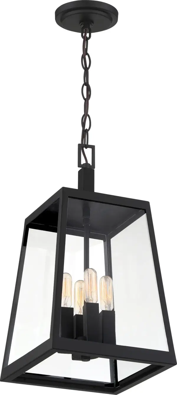 Halifax 4-Light Outdoor Hanging Lantern in Matte Black - Image 3