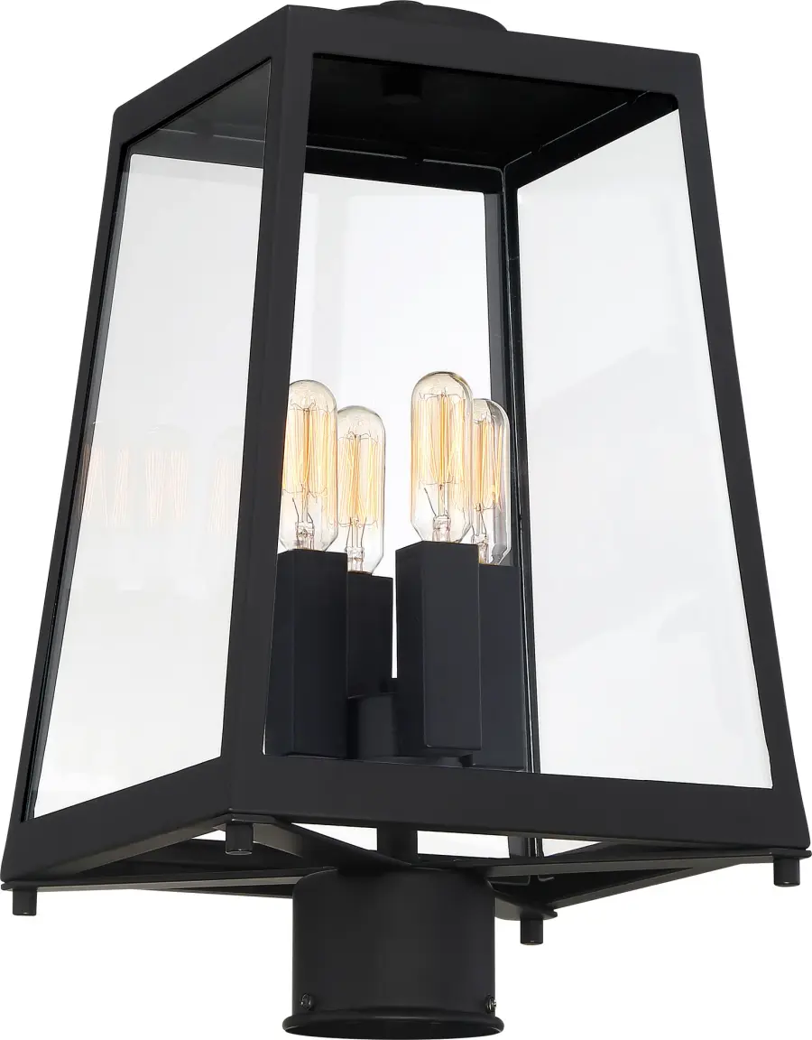 Halifax 4-Light Outdoor Post Lantern in Matte Black - Image 4
