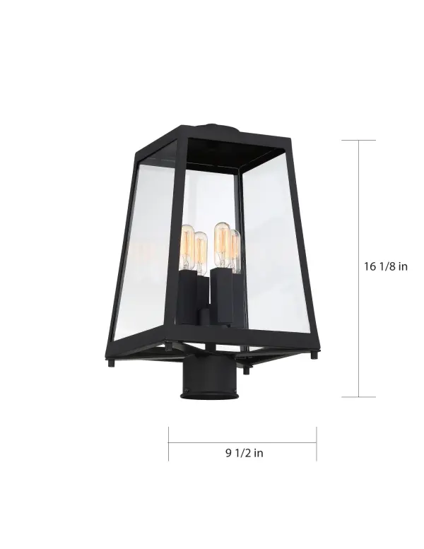 Halifax 4-Light Outdoor Post Lantern in Matte Black - Image 6