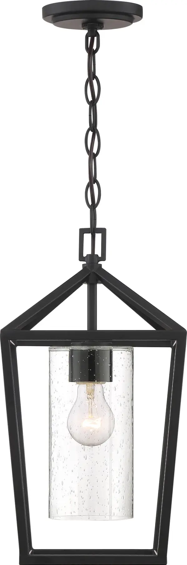 Hopewell Hanging Lantern - Matte Black with Clear Seeded Glass - Image 4