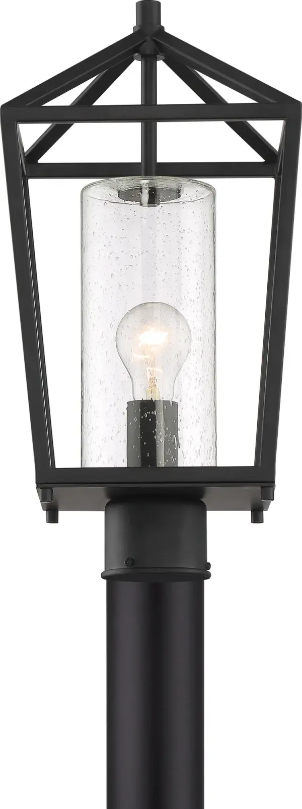 Hopewell 1-Light Outdoor Post Lantern in Matte Black with Clear Seeded Glass - Image 4