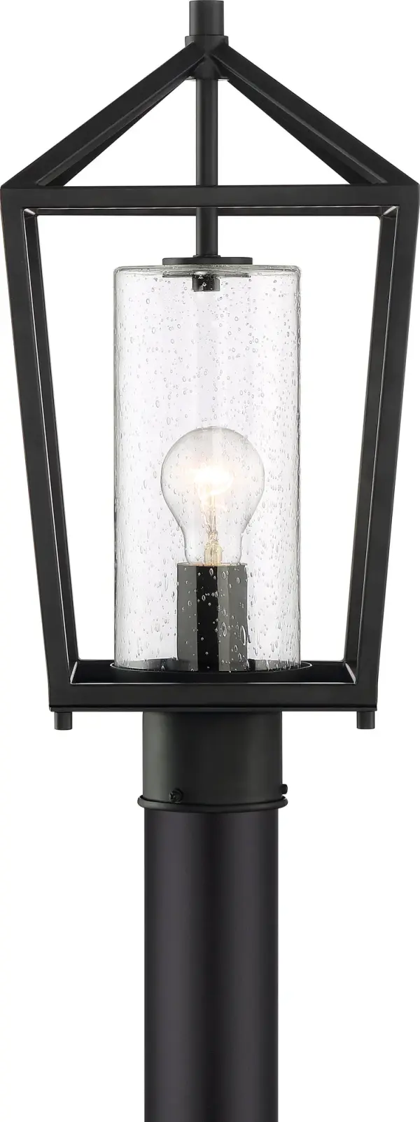Hopewell 1-Light Outdoor Post Lantern in Matte Black with Clear Seeded Glass - Image 5