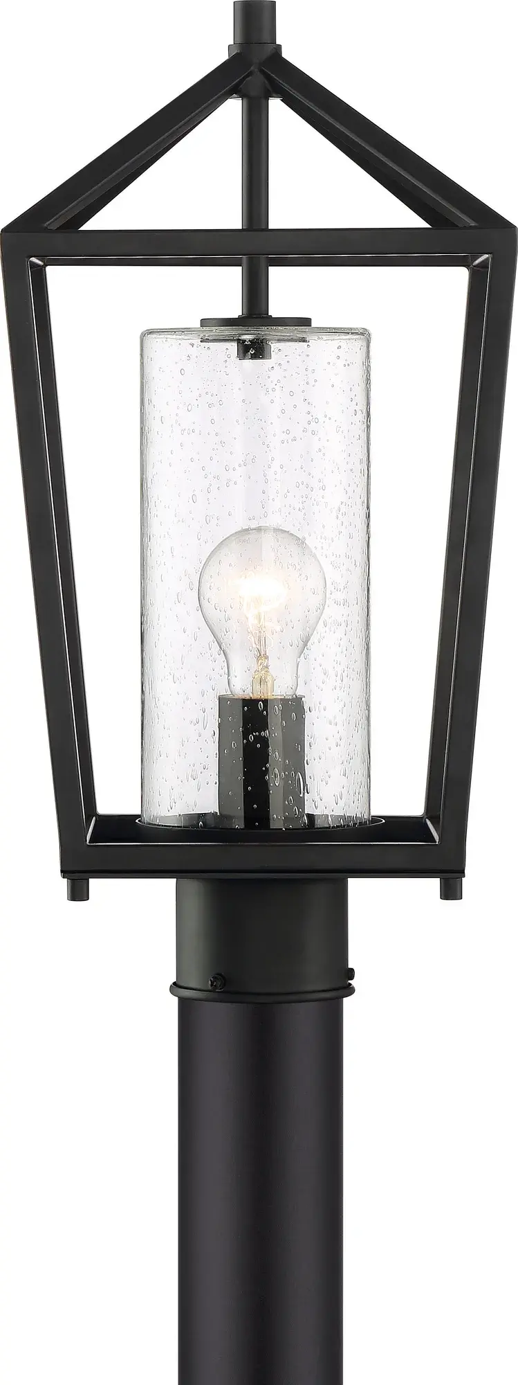 Hopewell 1-Light Outdoor Post Lantern in Matte Black with Clear Seeded Glass - Image 5