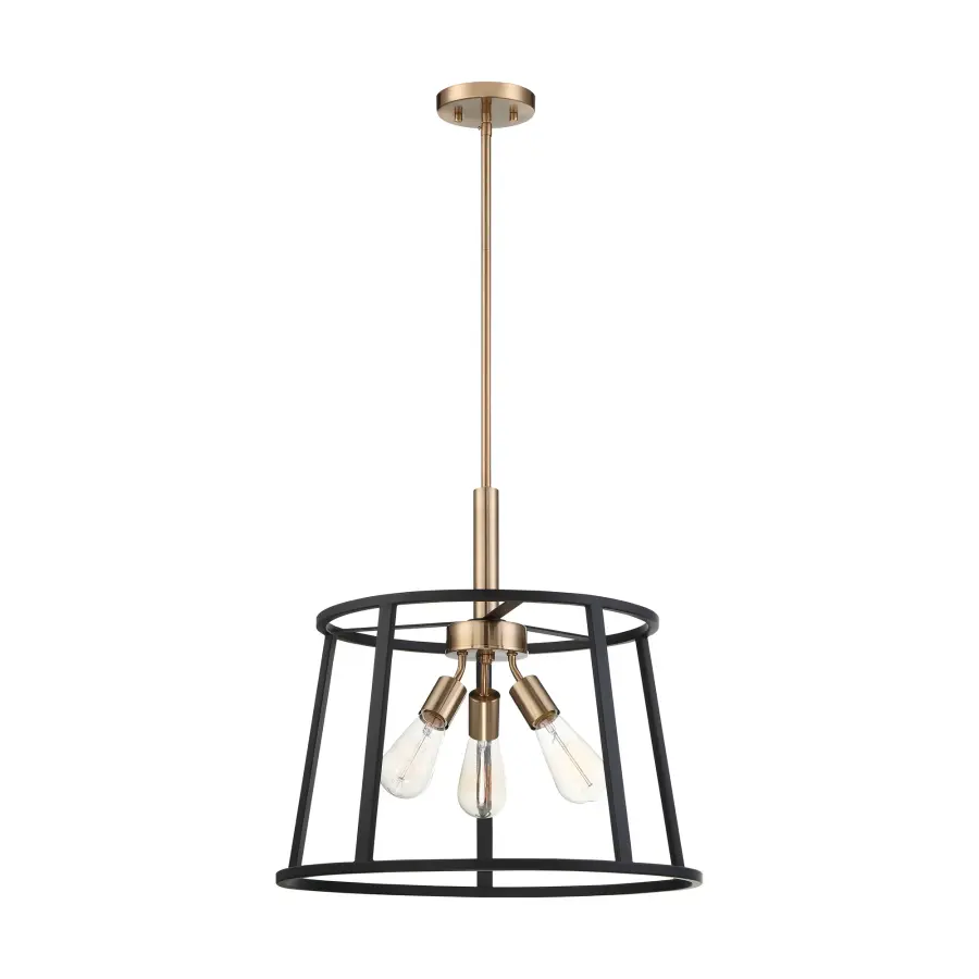 Chassis 3-Light Pendant in Copper Brushed Brass - Image 1