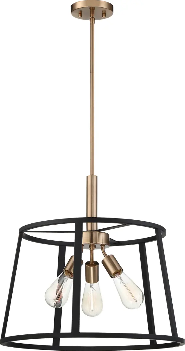 Chassis 3-Light Pendant in Copper Brushed Brass - Image 4