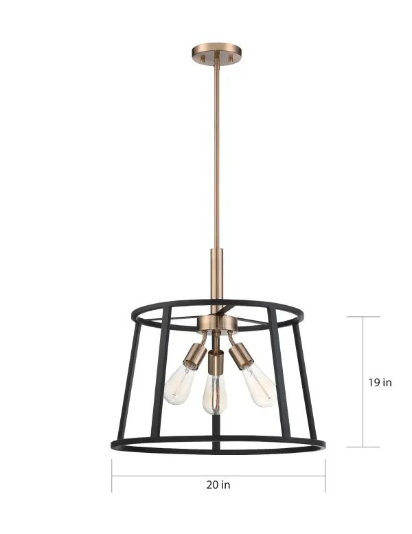 Chassis 3-Light Pendant in Copper Brushed Brass - Image 5