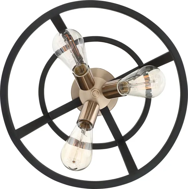Chassis 3-Light Semi-Flush Mount - Copper Brushed Brass & Matte Black - Image 5