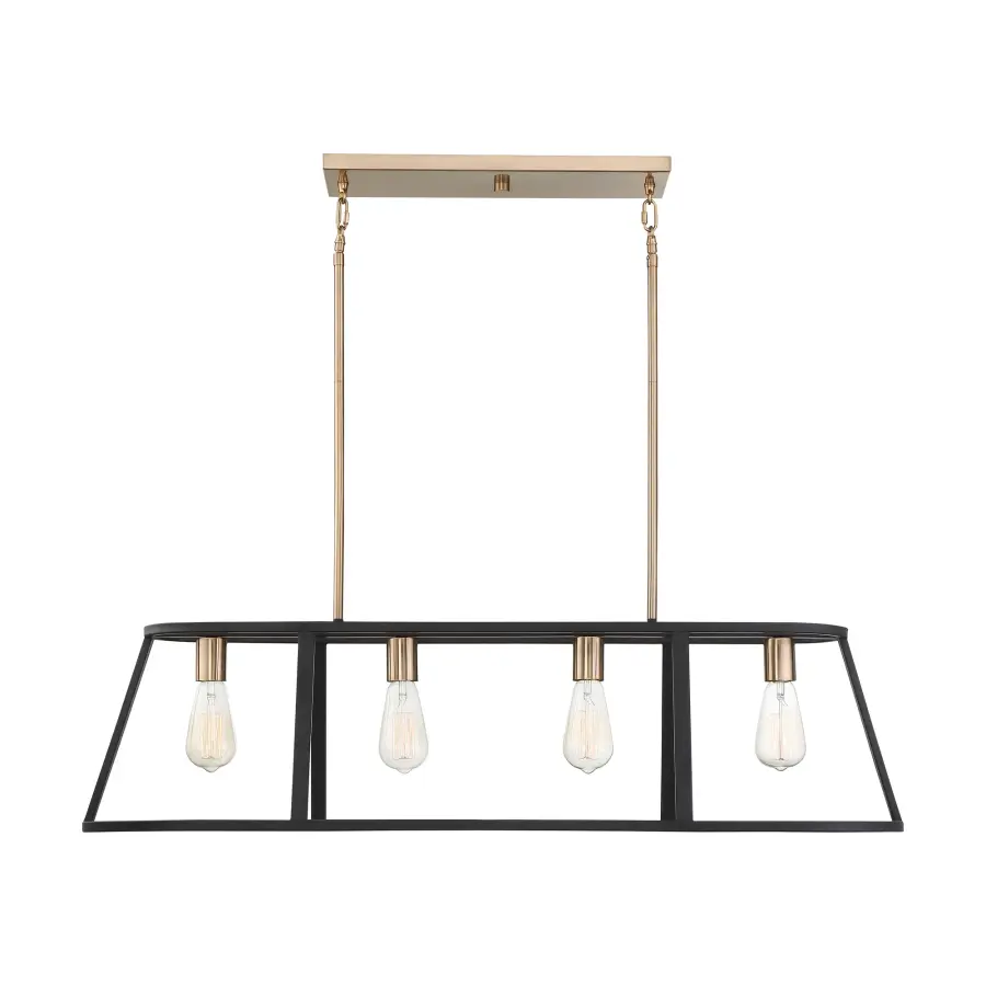 Chassis 4-Light Island Pendant in Copper Brushed Brass & Matte Black - Image 1