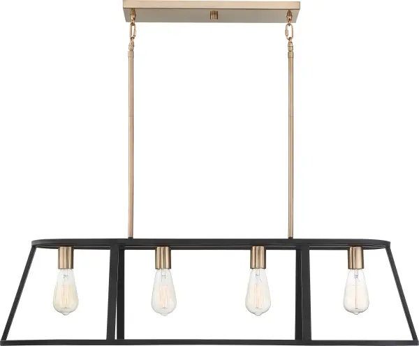 Chassis 4-Light Island Pendant in Copper Brushed Brass & Matte Black - Image 2