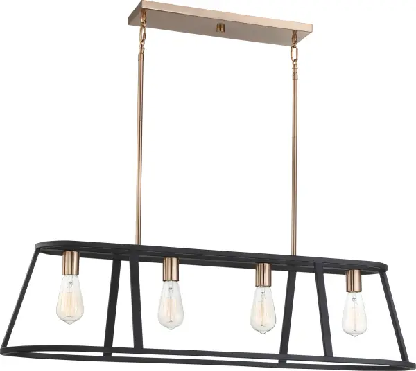 Chassis 4-Light Island Pendant in Copper Brushed Brass & Matte Black - Image 3