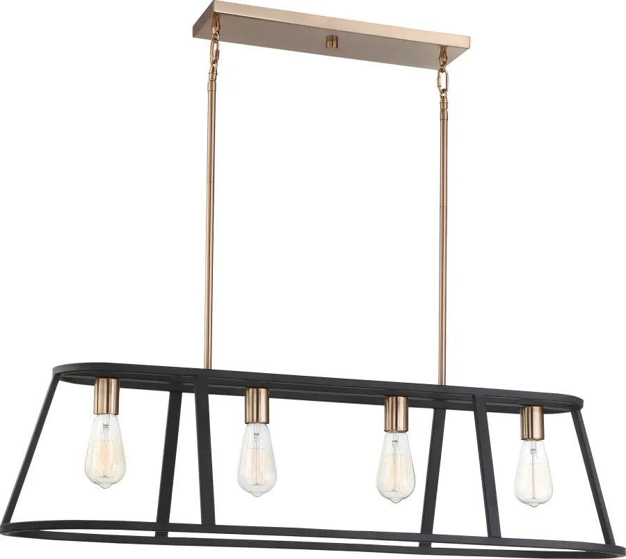 Chassis 4-Light Island Pendant in Copper Brushed Brass & Matte Black - Image 3