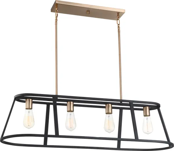 Chassis 4-Light Island Pendant in Copper Brushed Brass & Matte Black - Image 4