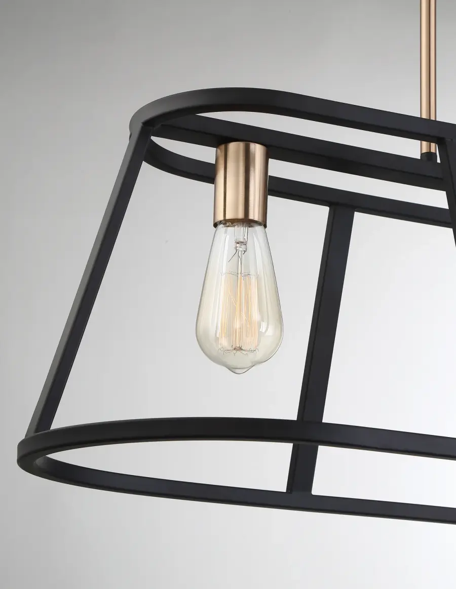 Chassis 4-Light Island Pendant in Copper Brushed Brass & Matte Black - Image 5