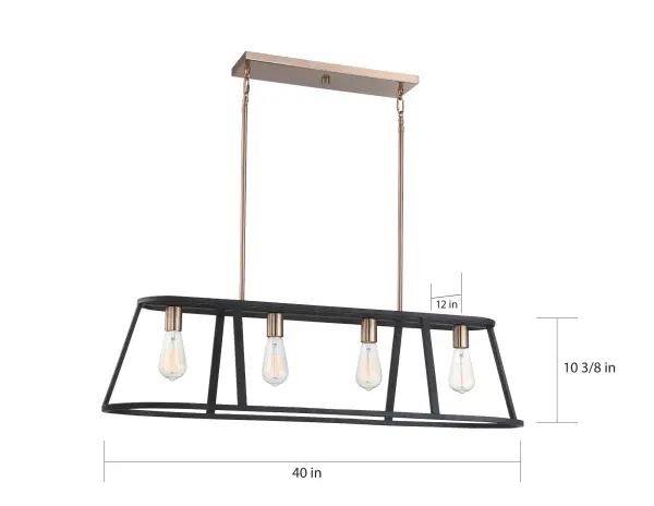 Chassis 4-Light Island Pendant in Copper Brushed Brass & Matte Black - Image 6