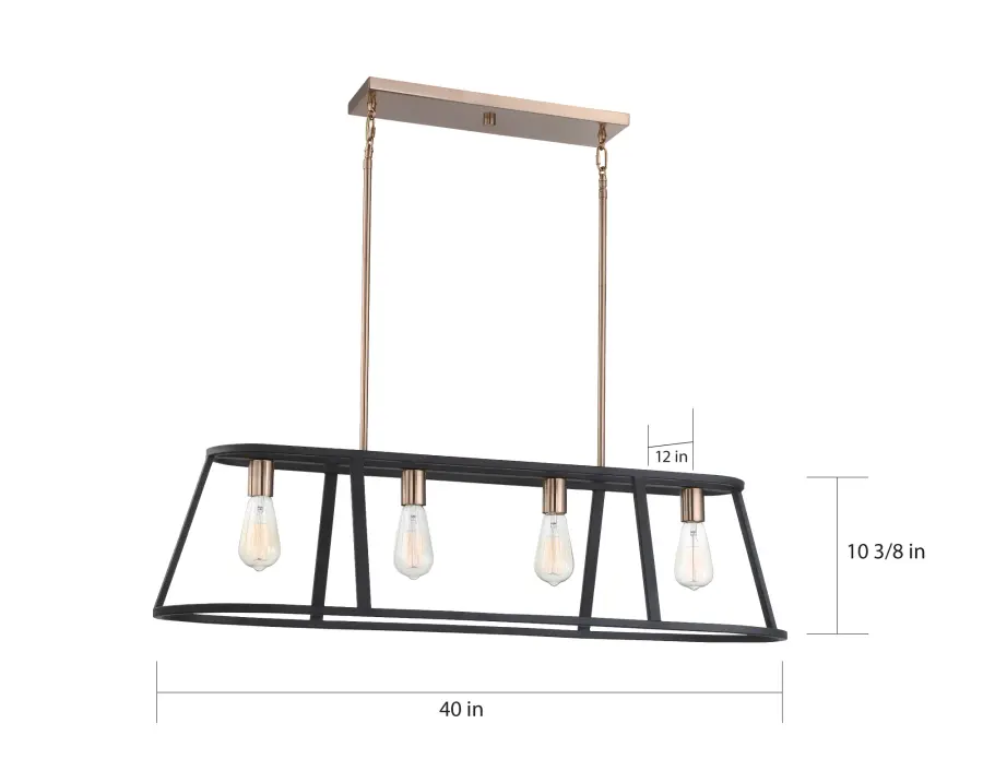 Chassis 4-Light Island Pendant in Copper Brushed Brass & Matte Black - Image 6
