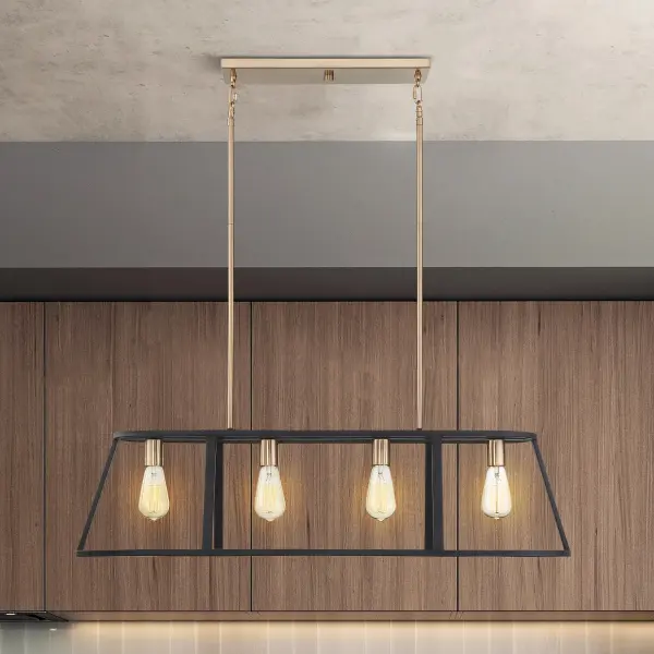 Chassis 4-Light Island Pendant in Copper Brushed Brass & Matte Black - Image 8