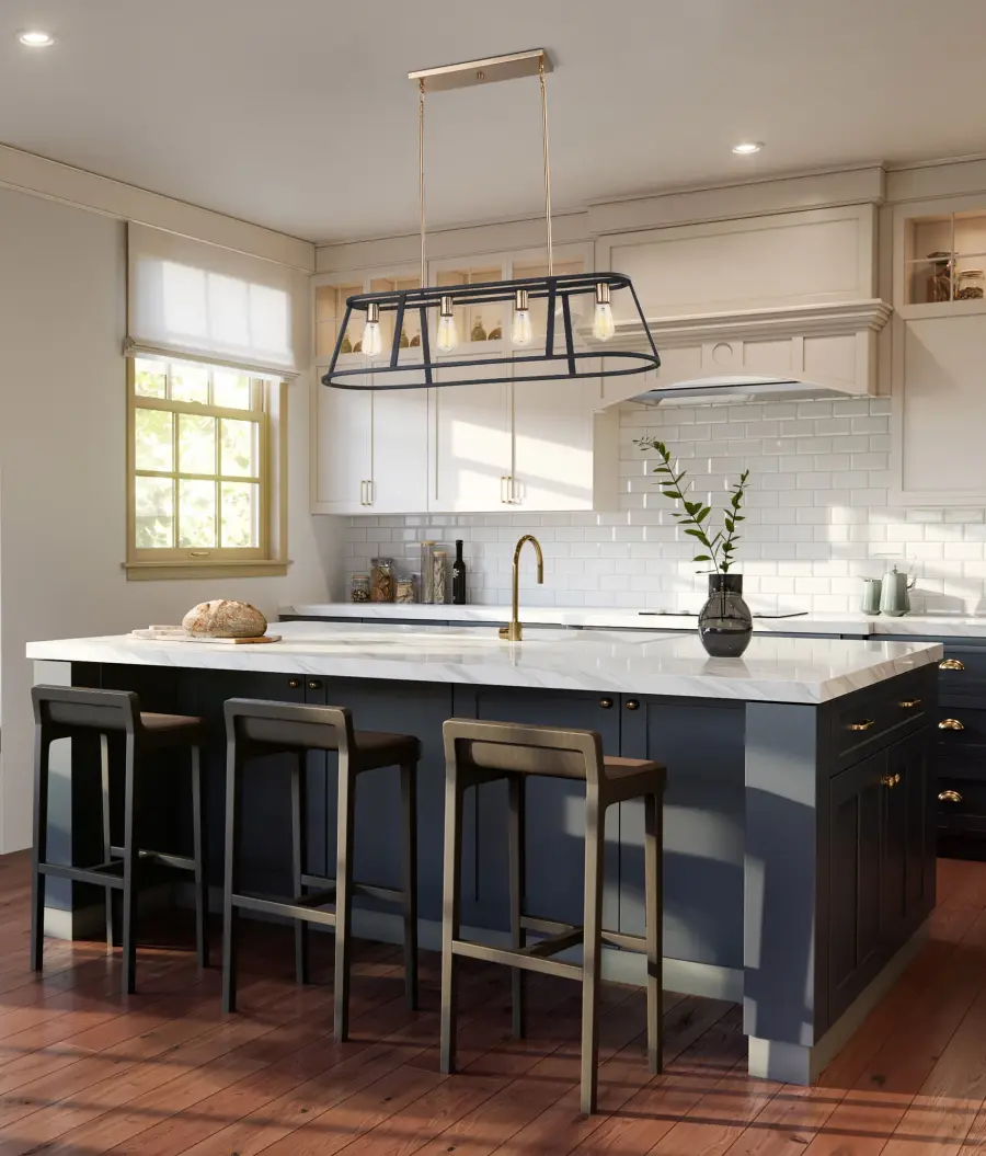 Chassis 4-Light Island Pendant in Copper Brushed Brass & Matte Black - Image 9