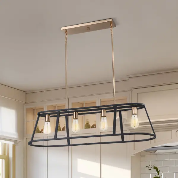 Chassis 4-Light Island Pendant in Copper Brushed Brass & Matte Black - Image 10